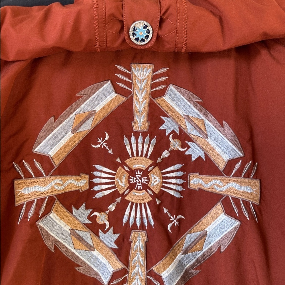 Vintage Bogner Germany Embroidered Western Ski Jacket Rust Orange - Picture 6 of 17